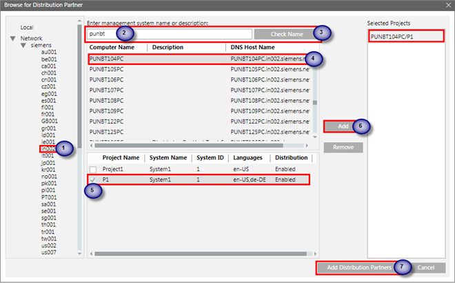 Browse for Distribution Participant Dialog Box in Domain
