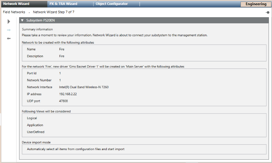 Start the Network Wizard